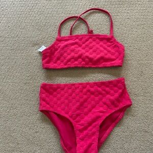 art class Hot Pink Textured Two-Piece Girls Swim Set